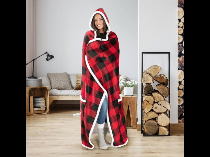 safdie-co-hooded-blanket-throw-wearable-cuddle-buffalo-plaid-red-black-53