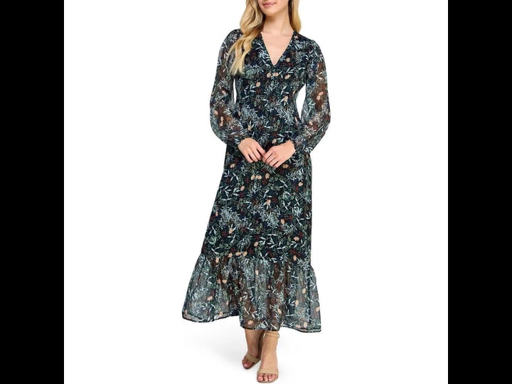 saks-fifth-avenue-womens-floral-maxi-dress-black-multi-size-m-1