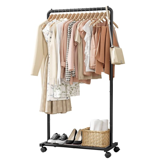 sakugi-clothes-rack-black-clothing-rack-with-storage-mesh-shelf-casters-heavy-duty-metal-clothing-ra-1