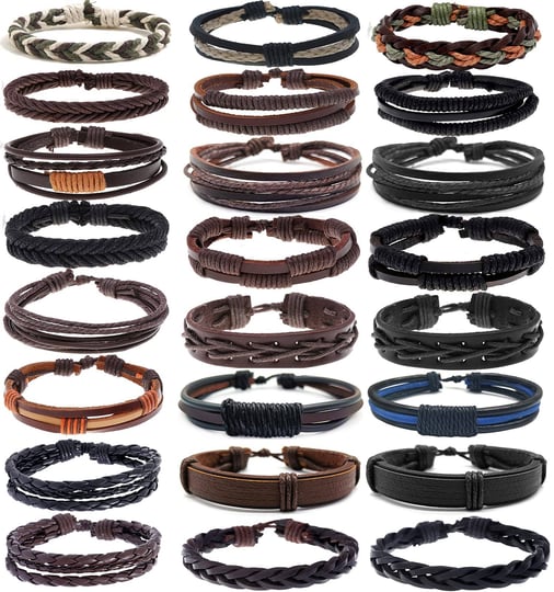samoco-24pcs-braided-leather-bracelet-for-men-women-tribal-wristbands-cuff-bracelets-punk-multilayer-1