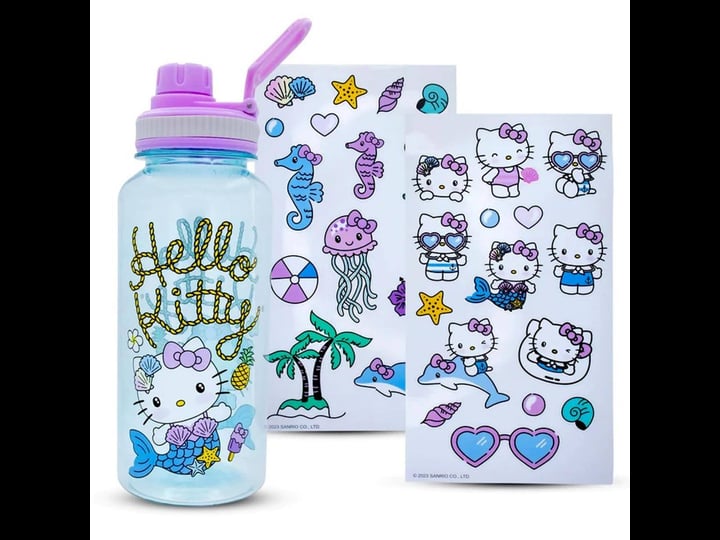 sanrio-hello-kitty-mermaid-32oz-water-bottle-with-sticker-set-1