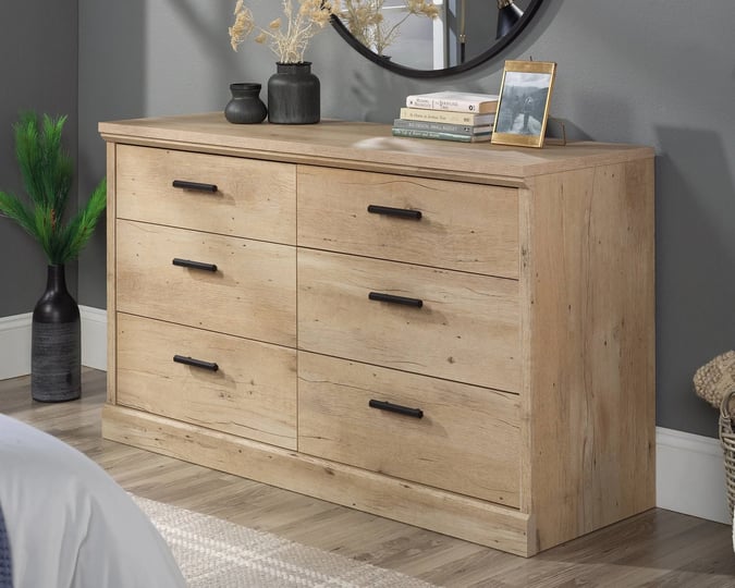 sauder-aspen-post-6-drawer-bedroom-dresser-in-prime-oak-1