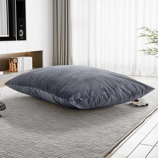 sealy-ettie-velour-medium-memory-foam-grey-bean-bag-1