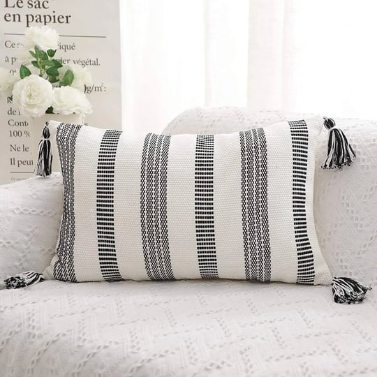 seeksee-black-and-white-stripes-hand-woven-rectangular-waist-throw-pillow-covers-stylish-modern-mini-1