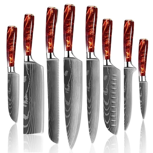 senken-knives-8-piece-japanese-kitchen-knife-set-with-damascus-blade-pattern-red-resin-handles-crims-1
