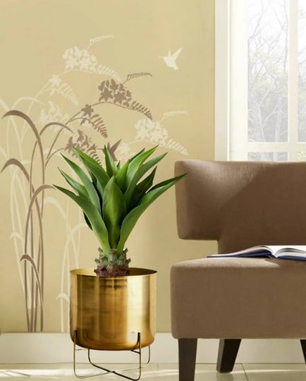 serene-spaces-living-wide-gold-planter-with-detachable-metal-stand-decorative-1