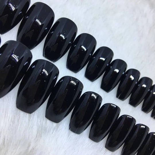 set-of-20-handpainted-glossy-black-nails-choose-your-shape-press-on-nails-fake-nails-false-nails-1
