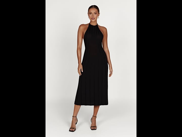 shn-adrienne-halter-neck-midi-dress-black-m-afterpay-meshki-18th-birthday-outfitsadrienne-halter-nec-1