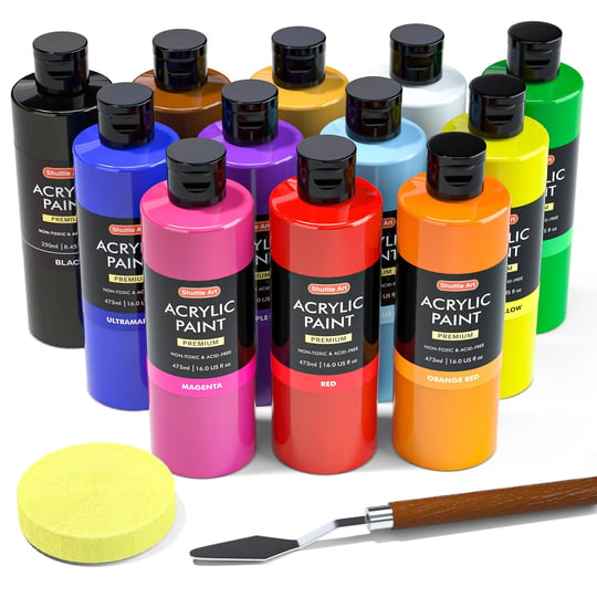 shuttle-art-acrylic-paint-12-colors-acrylic-paint-large-bottle-set-473ml-16oz-each-rich-pigments-hig-1