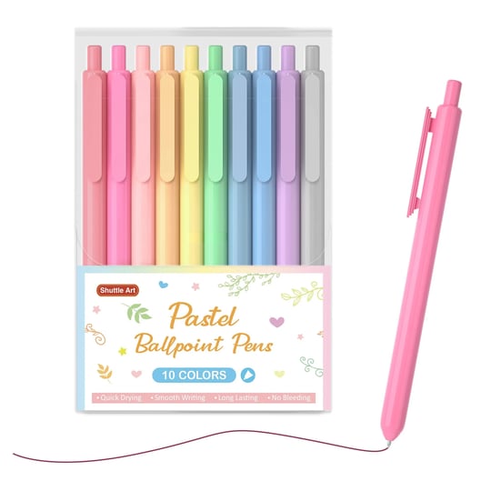 shuttle-art-ballpoint-pens-10-pack-pastel-retractable-colored-ink-ball-point-pens-cute-pens-1-0mm-me-1