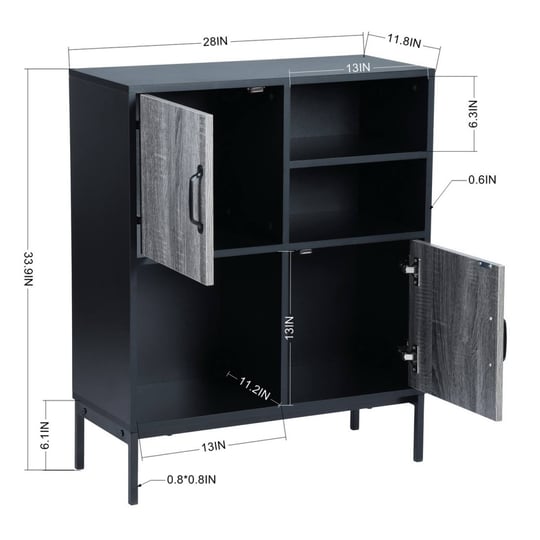 simplie-fun-storage-cabinet-bookcase-with-2-doors-black-1