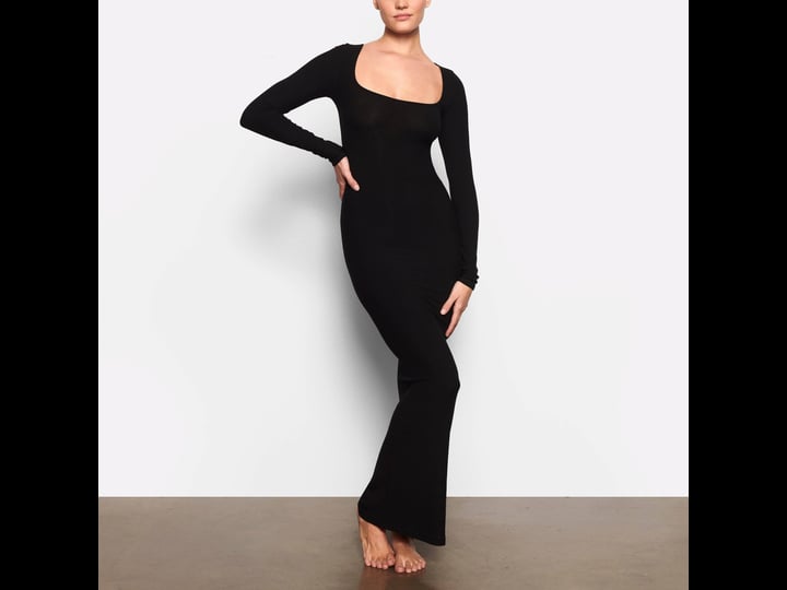 skims-dresses-skims-soft-lounge-long-sleeve-dress-color-black-size-medium-lujain1s-closet-1