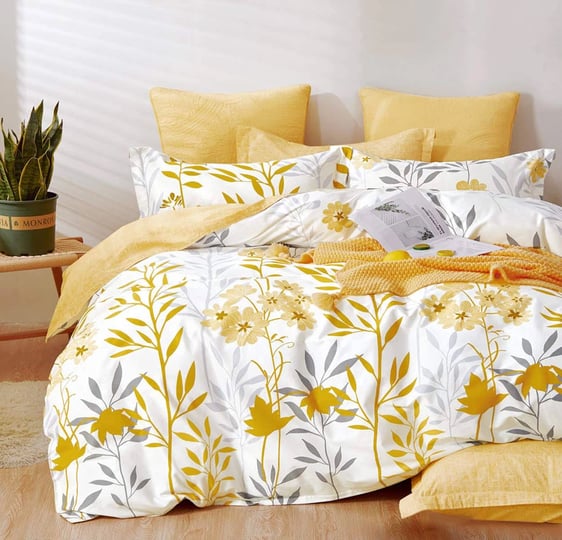 sleepbella-duvet-cover-queen-size-600-thread-count-cotton-grey-branches-and-yellow-flower-reversible-1