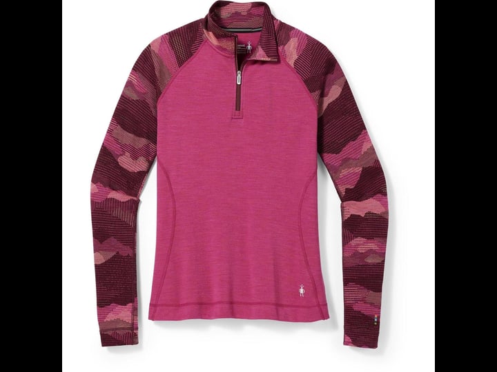 smartwool-womens-classic-thermal-merino-base-layer-pattern-1-4-zip-festive-fuchsia-mountain-scape-1