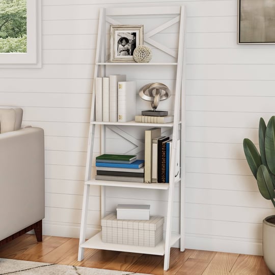 somerset-home-4-shelf-ladder-bookcase-white-1