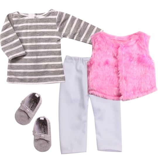 sophias-4-pc-doll-clothes-of-15-baby-doll-outfit-with-stripe-t-shirt-dress-pink-shaggy-vest-white-le-1