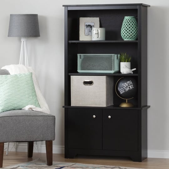 south-shore-vito-3-shelf-bookcase-with-doors-pure-black-1