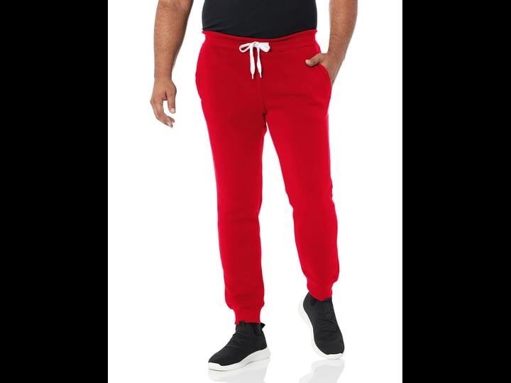 southpole-mens-active-basic-jogger-fleece-pants-red-small-1