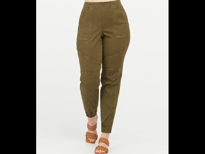 spanx-womens-stretch-twill-cargo-jogger-in-dark-olive-green-1