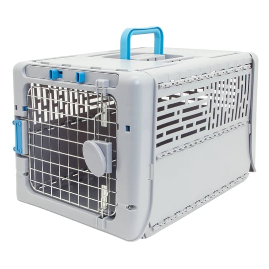 sportpet-small-19-inch-collapsible-plastic-pet-kennel-pet-carrier-dog-cat-small-animal-gray-1