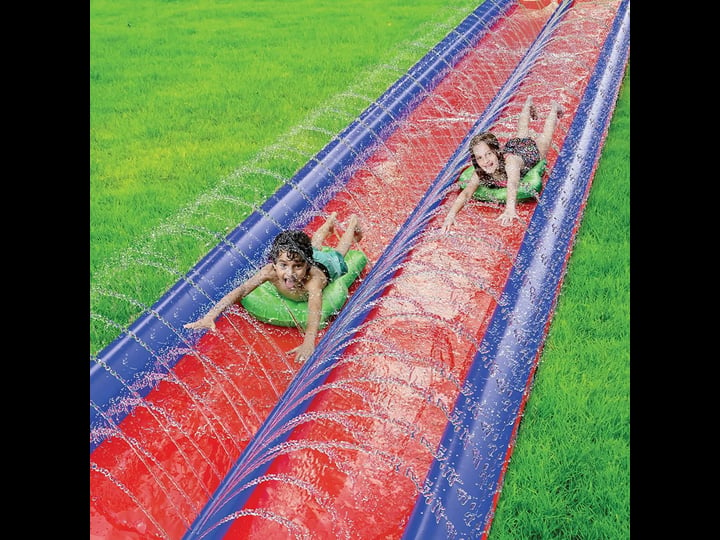 stargo-double-slip-and-slide-backyard-water-fun-25-x-6-feet-waterslide-with-sprinkler-and-inflatable-1