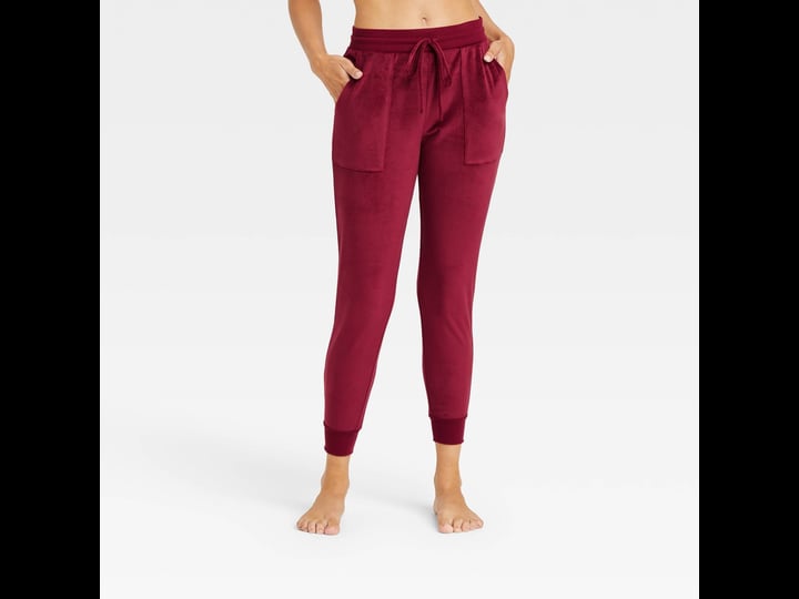 stars-above-womens-berry-red-cozy-fleece-lounge-jogger-pants-size-m-1