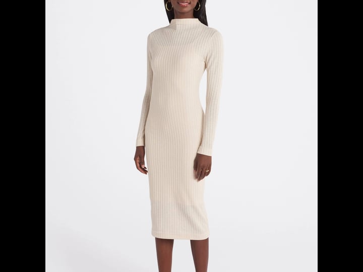 steve-madden-womens-maya-long-sleeve-ribbed-dress-white-cream-size-m-1