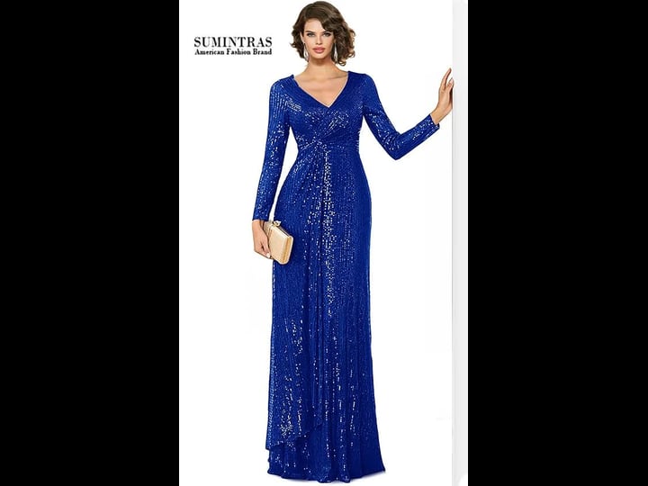 stunning-long-sleeves-ruched-floor-length-sequin-dress-royal-blue-1