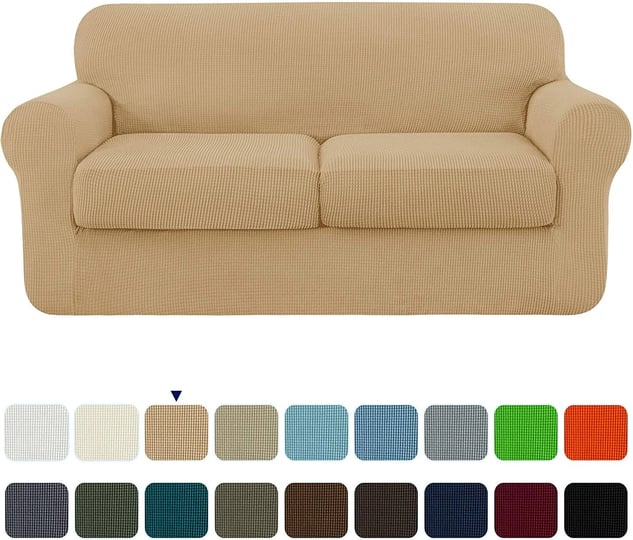 subrtex-2-piece-high-spandex-textured-grid-sofa-slipcover-separate-cushion-cover-khaki-loveseat-size-1
