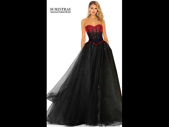 sumintras-amazing-pleated-strapless-sweetheart-a-line-ombre-tulle-prom-dress-black-1