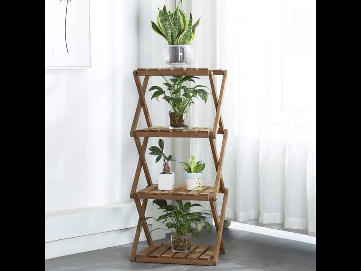 sunnyglade-4-tier-foldable-flower-rack-plant-stand-wood-shelf-multipurpose-utility-storage-rack-book-1