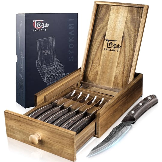 syokami-steak-knives-set-of-6-with-drawer-organizer-4-8-inch-high-carbon-japanese-style-non-serrated-1