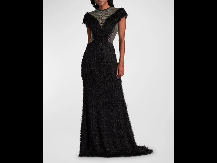 tadashi-shoji-crystal-eyelash-fringe-gown-black-womens-m-evening-formal-gala-gowns-mother-of-the-bri-1