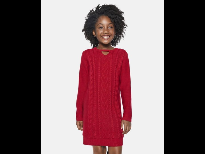 the-childrens-place-girls-sweater-dress-cable-knit-red-medium-1