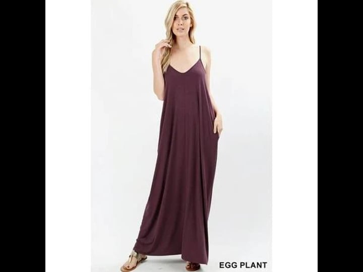 thelovely-women-v-neck-adjustable-straps-cami-maxi-dress-with-side-pockets-womens-size-large-purple-1