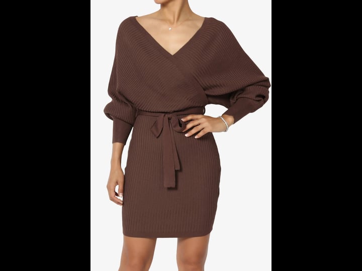 themogan-elegant-v-neck-wrap-batwing-long-sleeve-sweater-knit-belted-mini-dress-s-brown-1