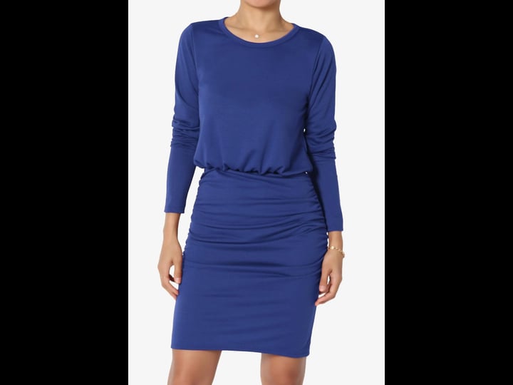 themogan-s3x-long-sleeve-blouson-bodycon-casual-ruched-mini-t-shirt-dress-2x-royal-blue-1