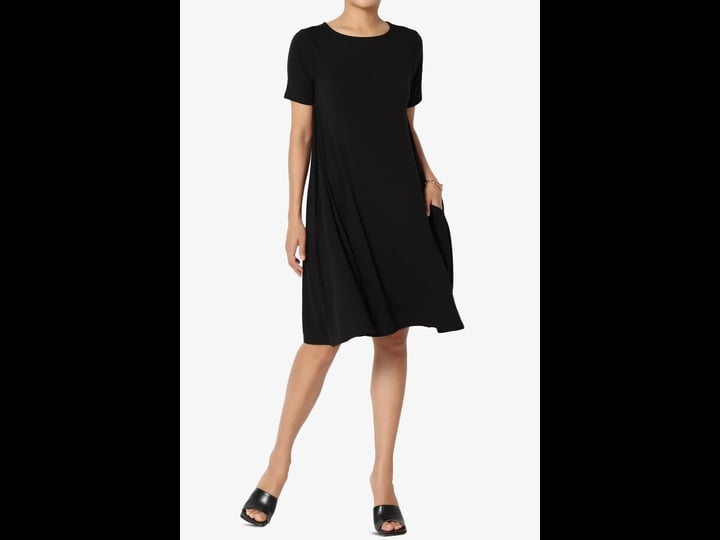 themogan-short-sleeve-boat-neck-knee-length-pocket-a-line-swing-t-shirt-dress-m-black-1