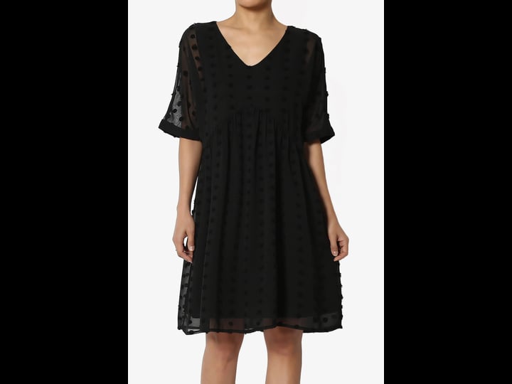 themogan-summer-casual-short-sleeve-v-neck-dot-a-line-babydoll-shift-mini-dress-2x-black-1