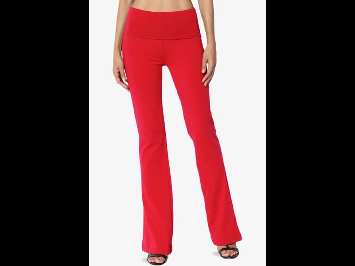 themogan-womens-basic-foldover-waistband-comfy-stretch-cotton-boot-cut-lounge-yoga-pants-size-xl-red-1