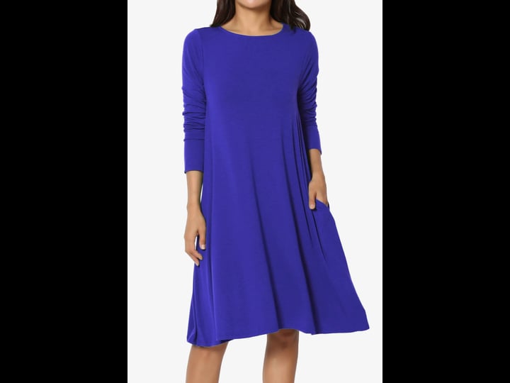 themogan-womens-casual-long-sleeve-boat-neck-knee-length-pocket-a-line-swing-t-shirt-dress-bright-bl-1