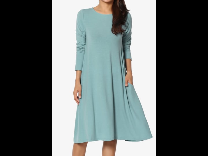 themogan-womens-casual-long-sleeve-boat-neck-knee-length-pocket-a-line-swing-t-shirt-dress-dusty-blu-1