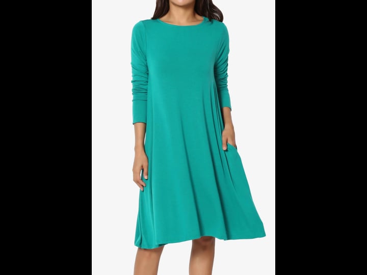 themogan-womens-casual-long-sleeve-boat-neck-knee-length-pocket-a-line-swing-t-shirt-dress-lt-teal-1