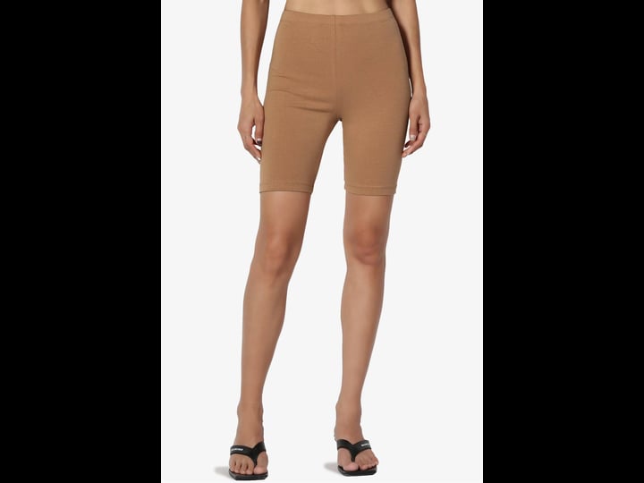 themogan-womens-mid-thigh-stretch-cotton-span-high-waist-active-basic-short-leggings-size-small-brow-1