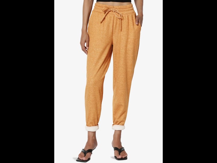 themogan-womens-s3x-casual-melange-fleece-elastic-drawstring-high-waist-jogger-pants-size-xl-yellow-1