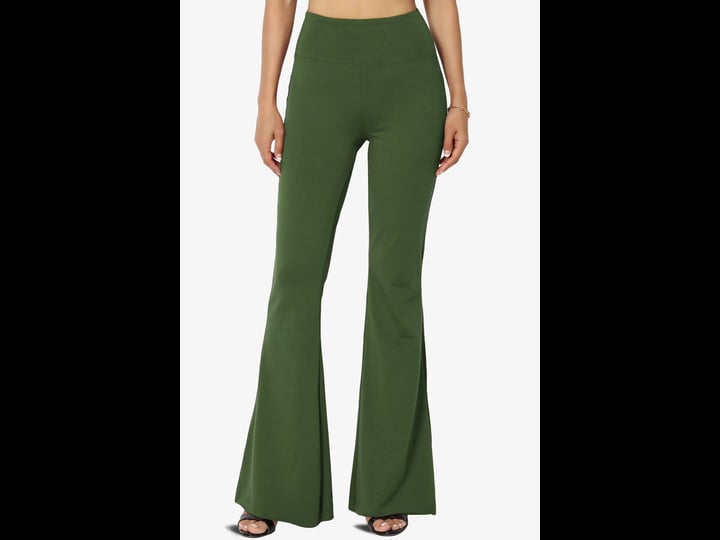 themogan-womens-solid-plain-high-rise-flared-comfy-trouser-stretch-cotton-yoga-pants-size-large-gree-1