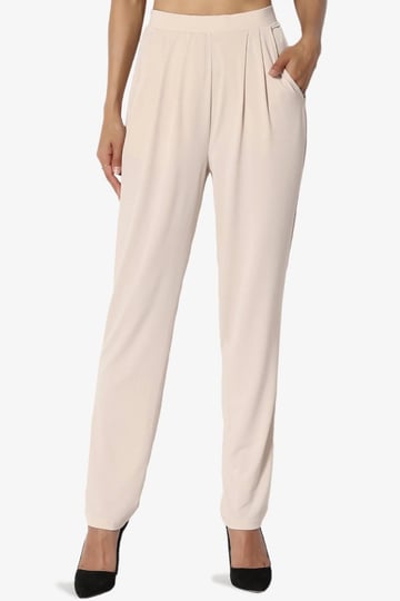 themogan-womens-summer-draped-cool-pleated-elastic-high-waist-tapered-leg-crop-pants-size-xl-beige-1