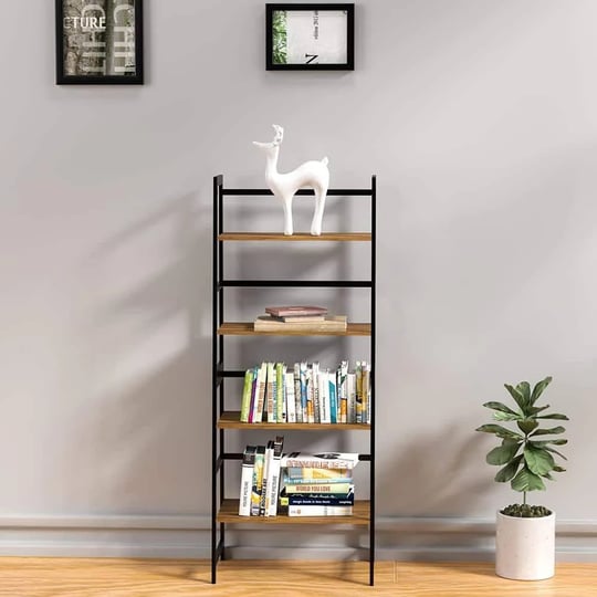 tileon-bookshelf-ladder-shelf-4-tier-tall-bookcase-brown-modern-open-book-case-for-bedroom-living-ro-1
