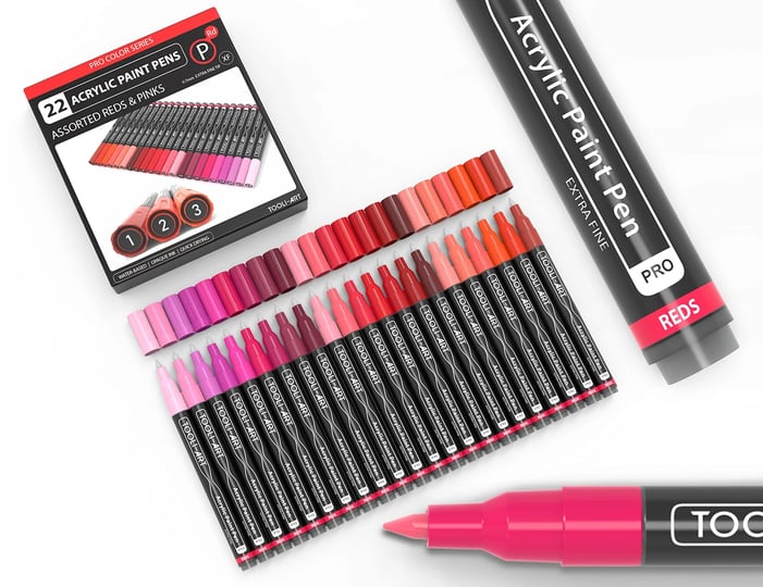 tooli-art-acrylic-paint-pens-assorted-red-pro-color-series-markers-for-rock-painting-glass-mugs-wood-1