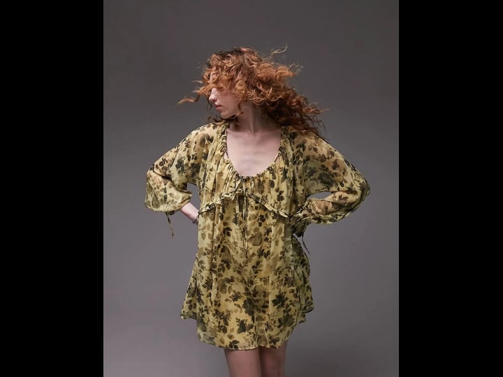 topshop-cutout-tie-neck-long-sleeve-shift-dress-in-yellow-at-nordstrom-size-4-us-1